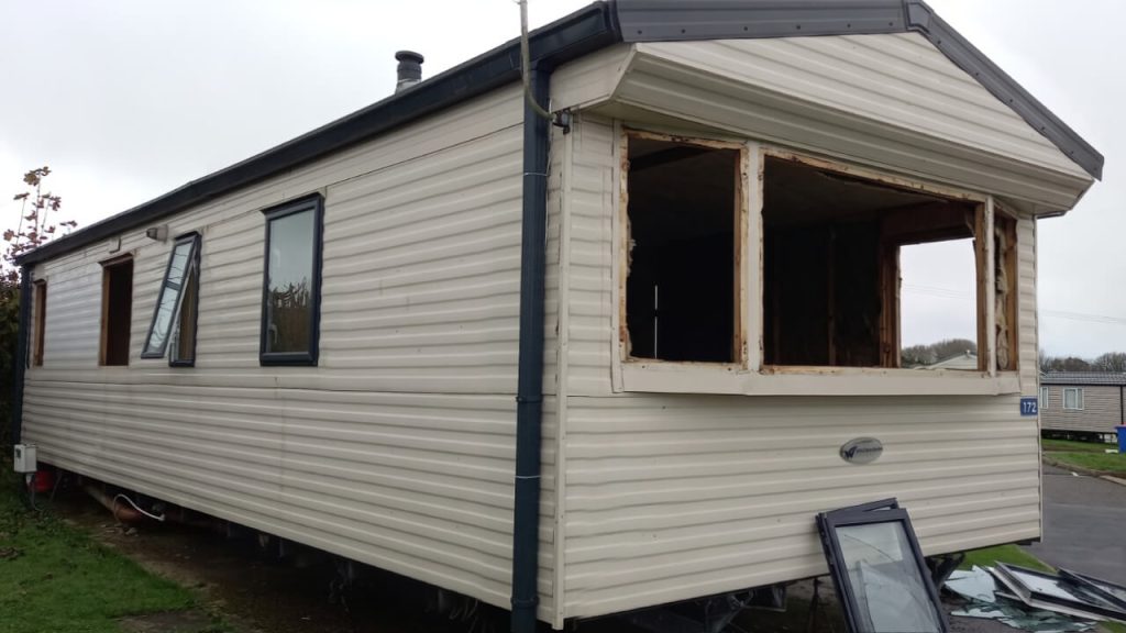 Image showing Static Caravan Window Replacement Costs in the United Kingdom. In the image, the removed windows are visible.