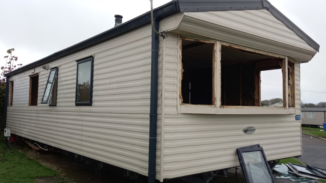 Image showing Static Caravan Window Replacement Costs in the United Kingdom. In the image, the removed windows are visible.